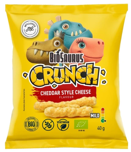 Chrupki Kukurydziane Crunch o Smaku Cheddar Bezglutenowe Bio 40 g - Biosaurus