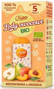 Lody do Zamrażania Brzoskwinia–Gruszka 100% Owoców Bezglutenowe Bio (5 x 50 g) 200 g - Frutteto