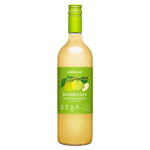 Kombucha o Smaku Kwaśnego Zielonego Jabłka Bio 750 ml - Delikatna