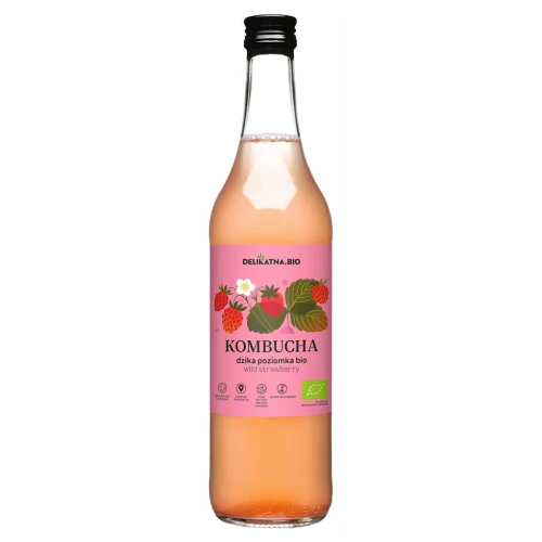 Kombucha o Smaku Dzikiej Poziomki Bio 500 ml - Delikatna