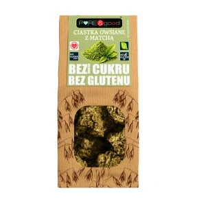 Ciastka Owsiane z Matchą Bez Glutenu, Bez Dodatku Cukru 150 g - Pure & Good