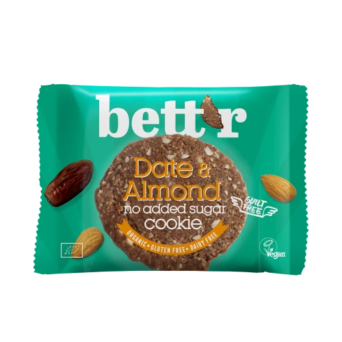 Ciastko z Daktylami i Migdałami Bez Dodatku Cukrów Bezglutenowe Bio 40 g - Bett'r