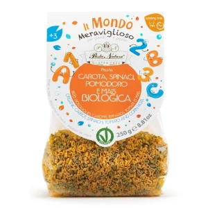 Makaron (Kukurydziany Trójkolorowy) dla Dzieci Literki i Cyferki Bezglutenowy Bio 250 g - Pasta Natura