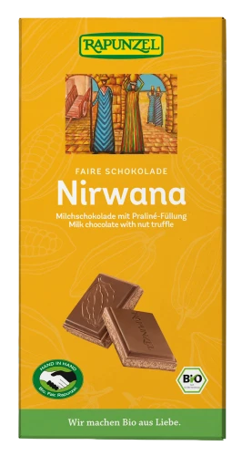 Czekolada Mleczna z Nadzieniem Pralinowym Nirwana Bio 100 g - Rapunzel
