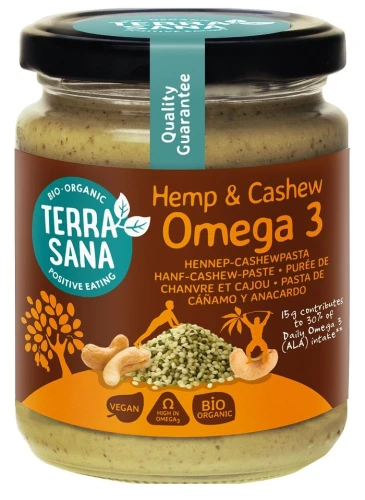 Krem Omega-3 z Orzechów Nerkowca i Nasion Konopi Bio 250 g - Terrasana