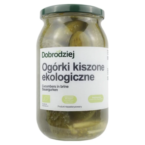 Ogórki Kiszone Bezglutenowe Bio 900 g (500 g) - Dobrodziej