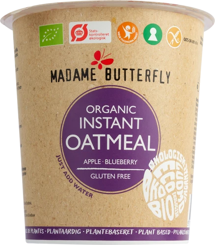 Owsianka Błyskawiczna Jabłko - Jagoda Bezglutenowa Bio 55 g - Madame Butterfly