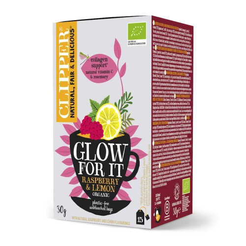 Herbatka o Smaku Malinowo - Cytrynowym na Piękną Skórę (Glow for It) Bio (15 x 2 g) 30 g - Clipper