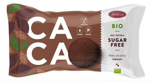 Ciastka Orkiszowe z Kakao Bez Cukru Bio (2 szt.) 34 g - Delicia