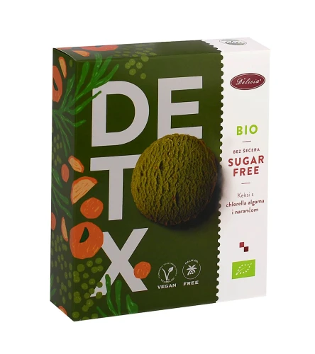 Ciastka z Chlorellą i Skórką Pomarańczy Detox Bez Cukru Bio 125 g - Delicia