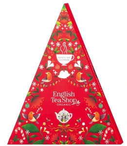 Kalendarz Adwentowy Trójkątny Czerwony 25 Piramidek Bio 50 g - English Tea Shop