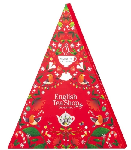 Kalendarz Adwentowy Trójkątny Czerwony 25 Piramidek Bio 50 g - English Tea Shop