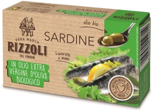 Sardynki w Ekologicznej Oliwie z Oliwek 120 g/85 g - Rizzoli