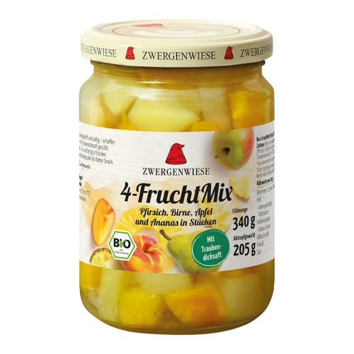 Mix 4 Owoców w Lekkim Syropie Bio 340 g (205 g) (Słoik) - Zwergenwiese