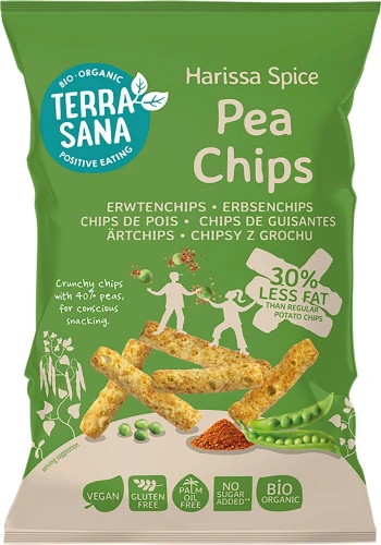 Chrupki z Grochu o Smaku Przyprawy Harissa Bezglutenowe Bio 75 g - Terrasana