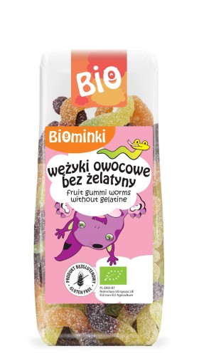 WĘŻYKI OWOCOWE BEZ ŻELATYNY BEZGLUTENOWE BIO 100 g - BIOMINKI