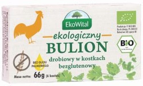 BULION DROBIOWY W KOSTKACH BEZ OLEJU PALMOWEGO BEZGLUTENOWY BIO 66 g -EKO WITAL