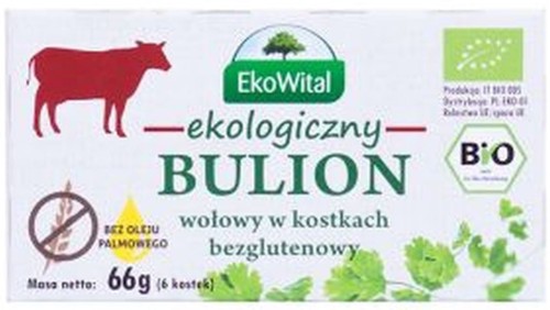 BULION WOŁOWY W KOSTKACH BEZ OLEJU PALMOWEGO BEZGLUTENOWY BIO 66 g - EKO WITAL