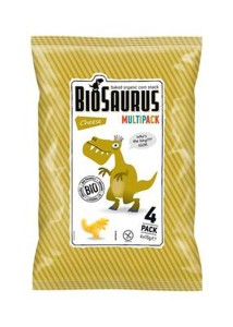 CHRUPKI KUKURYDZIANE DINOZAURY O SMAKU SEROWYM BEZGLUTENOWE BIO (4 x 15 g) 60 g - BIOSAURUS