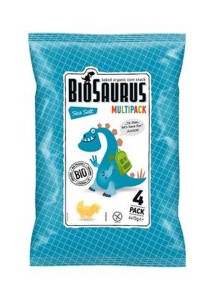 CHRUPKI KUKURYDZIANE DINOZAURY Z SOLĄ MORSKĄ BEZGLUTENOWE BIO (4 x 15 g) 60 g - BIOSAURUS