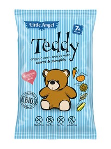 CHRUPKI KUKURYDZIANE TEDDY MARCHEW I DYNIA OD 7 MIESIĄCA BEZGLUTENOWE BIO 30 g - LITTLE ANGEL