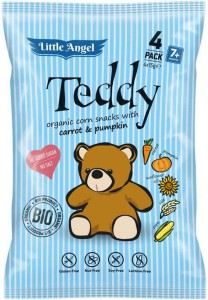 CHRUPKI KUKURYDZIANE TEDDY MARCHEW I DYNIA OD 7 MIESIĄCA BEZGLUTENOWE BIO (4 x 15 g) 60 g - LITTLE ANGEL