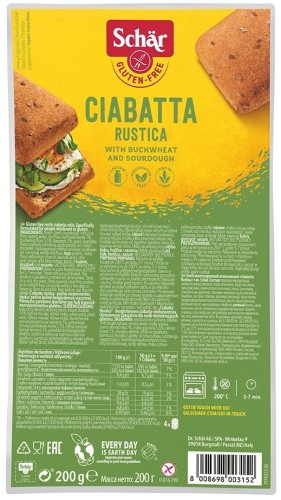 CIABATTA RUSTICA - BUŁKI WIELOZIARNISTE BEZGLUTENOWE 200 g - SCHAR