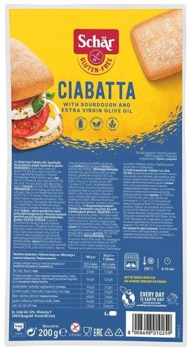 CIABATTA - BUŁKI DO ZAPIEKANIA BEZGLUTENOWE 200 g - SCHAR