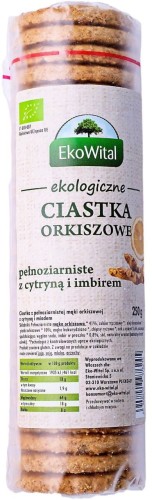 CIASTKA ORKISZOWE PEŁNOZIARNISTE Z CYTRYNĄ I IMBIREM BIO 250 g - EKO WITAL