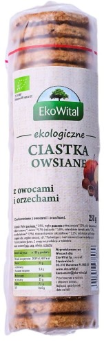 CIASTKA OWSIANE Z OWOCAMI I ORZECHAMI BIO 250 g - EKO WITAL