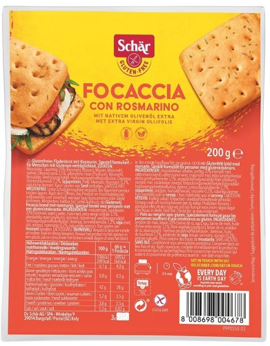 FOCACCIA Z ROZMARYNEM BEZGLUTENOWA 200 g - SCHAR