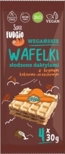 WAFELKI Z KREMEM KAKAOWO - ORZECHOWYM SŁODZONE DAKTYLAMI BIO (4 x 30 g) 120 g - ME GUSTO (SUPER FUDGIO)