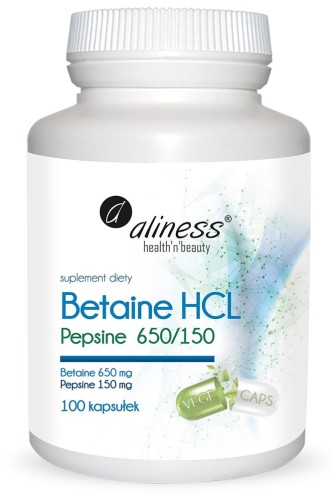 BETAINA HCL, PEPSYNA 650/150 mg x 100 kapsułek - ALINESS
