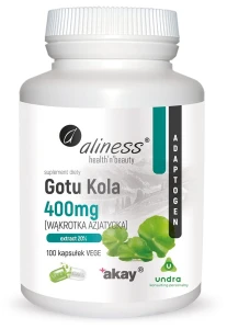 Gotu Kola (centella Asiatica, Wąkrotka Azjatycka) 400 mg X 100 Vege Caps - Aliness