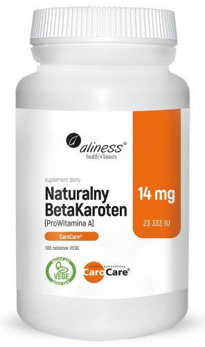 NATURALNY BETA KAROTEN 14 mg (PROWITAMINA A) x 100 tab. vege - ALINESS