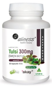 TULSI (ŚWIĘTA BAZYLIA) EXTRACT 5% 300mg x 90 Vege caps - ALINESS