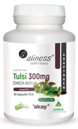 TULSI (ŚWIĘTA BAZYLIA) EXTRACT 5% 300mg x 90 Vege caps - ALINESS