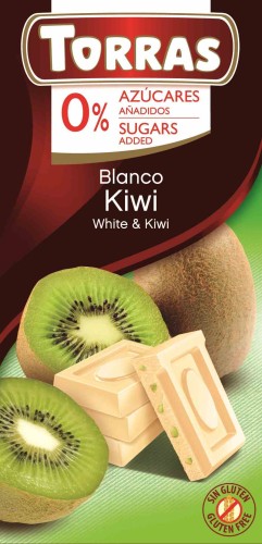 CZEKOLADA BIAŁA Z KIWI BEZ DODATKU CUKRU 75 g - TORRAS