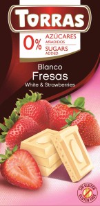 CZEKOLADA BIAŁA Z TRUSKAWKAMI BEZ DODATKU CUKRU 75 g - TORRAS