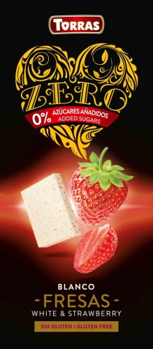 CZEKOLADA BIAŁA Z TRUSKAWKAMI BEZ DODATKU CUKRU ZERO 125 g - TORRAS