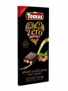 CZEKOLADA GORZKA 72% KAKAO Z ORZECHAMI LASKOWYMI BEZ DODATKU CUKRU ZERO 150 g - TORRAS