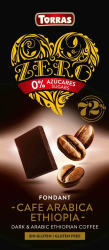 CZEKOLADA GORZKA 72% KAKAO Z KAWĄ BEZ DODATKU CUKRU ZERO 100 g - TORRAS
