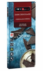 CZEKOLADA GORZKA Z ERYTRYTOLEM I GLIKOZYDAMI STEWIOLOWYMI BEZ DODATKU CUKRU 100 g - PURE & GOOD