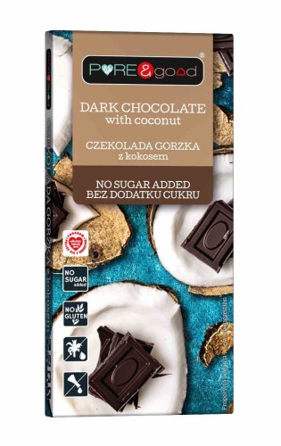 CZEKOLADA GORZKA Z KOKOSEM BEZ DODATKU CUKRU 75 g - PURE &amp; GOOD