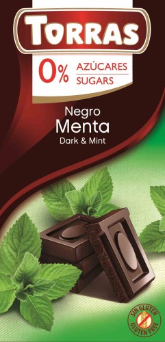CZEKOLADA GORZKA Z MIĘTĄ BEZ DODATKU CUKRU 75 g - TORRAS
