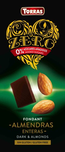 CZEKOLADA GORZKA Z MIGDAŁAMI BEZ DODATKU CUKRU ZERO 150 g - TORRAS