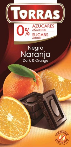 CZEKOLADA GORZKA Z POMARAŃCZAMI BEZ DODATKU CUKRU 75 g - TORRAS