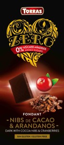 CZEKOLADA GORZKA Z ZIARNAMI KAKAO I ŻURAWINĄ BEZ DODATKU CUKRU ZERO 125 g - TORRAS