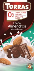 CZEKOLADA MLECZNA Z MIGDAŁAMI BEZ DODATKU CUKRU 75 g - TORRAS