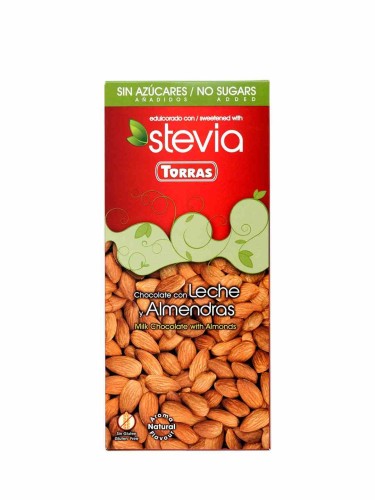 CZEKOLADA MLECZNA Z MIGDAŁAMI ZE STEWIĄ 125 g - TORRAS